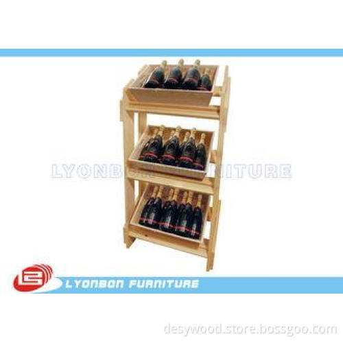 Natural MDF Wood Display Stands SGS / Free Standing Wine Di